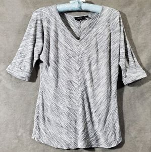 Apt. 9 Doleman 3/4 Sleeve V-Neck Top Heather Gray Size MP